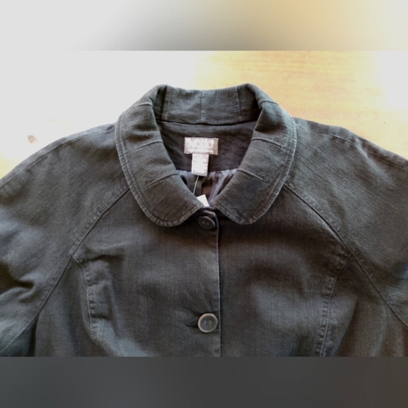 Motto Denim Raglan Button Down Jacket with Ribbed Cuffs - Picture 7 of 10